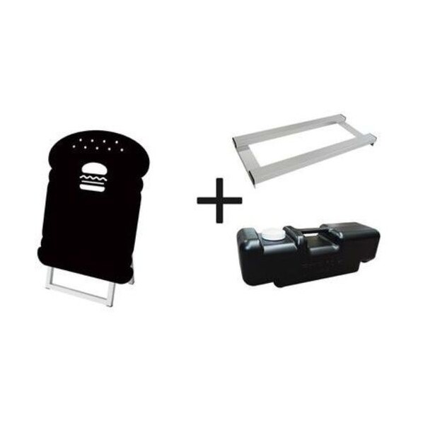 ※法人専用品※常磐精工 ポップルスタンド看板シルエット 45×60片面ブラック ハンバーガー形 ウエイトアーム・水タンクセット PPSKSL45X60KBAG3SET