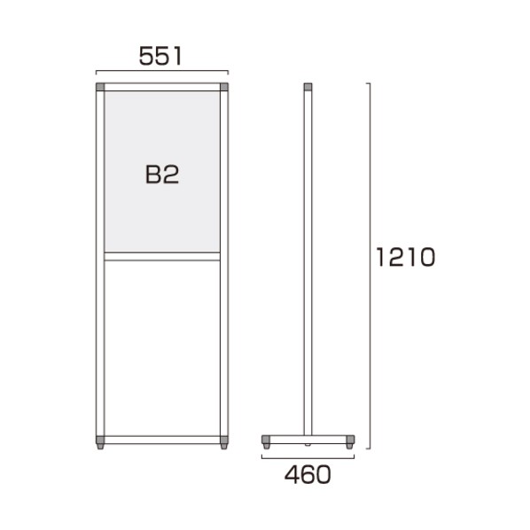 ※法人専用品※常磐精工 バリウスメッセージスタンド ホワイトボードタイプ B2縦 551×460×1210mm シルバー VAMSWBB2T 1点