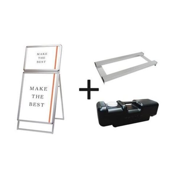 ※法人専用品※不易流行精工 ポスターグリップスタンド貼り出し二人組（室外用） B2B1片面しろがね色 掛け目手･水貯蔵タンク仕掛ける PGSKCB2B1KSG3SET