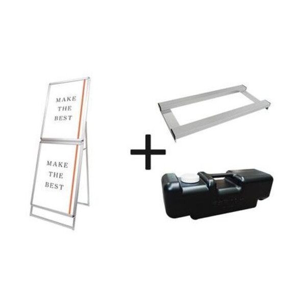 ※法人専用品※不易流行精工 ポスターグリップスタンド貼り出し二人組（室外用） B2B2片面しろがね色 掛け目手･水貯蔵タンク仕掛ける PGSKCB2B2KSG3SET