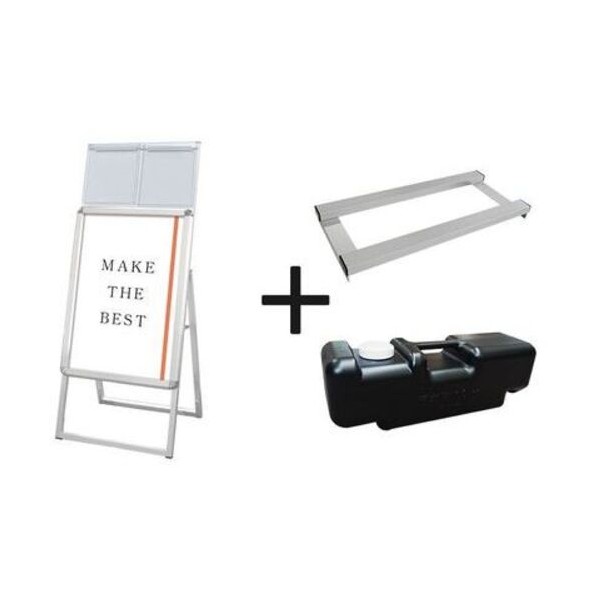※法人専用品※不易流行精工 ポスターグリップスタンド貼り出し商品目録入れもの付（屋内用） A2片面しろがね色 掛け目手･水貯蔵タンク仕掛ける PGSKKA2KS3SET