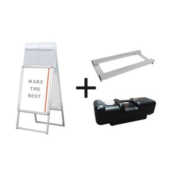 ※法人専用品※不易流行精工 ポスターグリップスタンド張り出し商品目録入れもの付（室外用） A2両面しろがね色 加重値手･水貯蔵タンク仕掛ける PGSKKA2RSG3SET