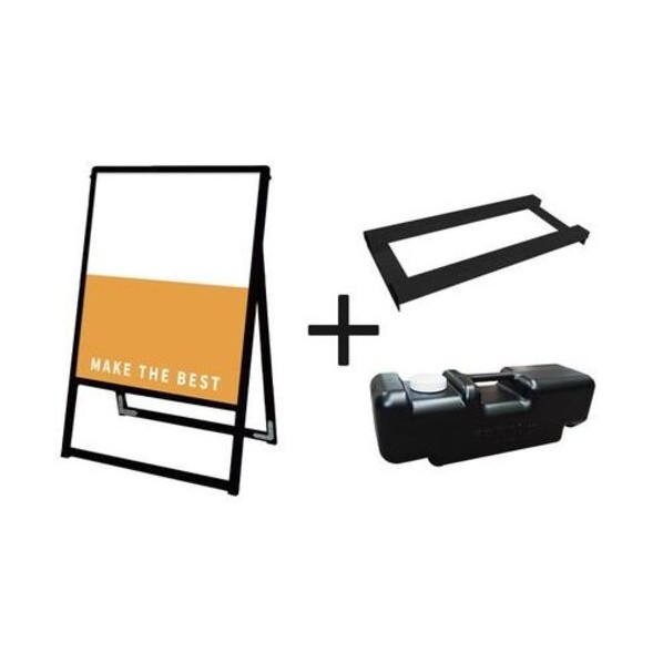 ※法人専用品※常磐精工 ブラックバリウススタンド看板 アルミ複合板 450×600片面 ウエイトアーム･水タンクセット BVASKAP450X600K3SET