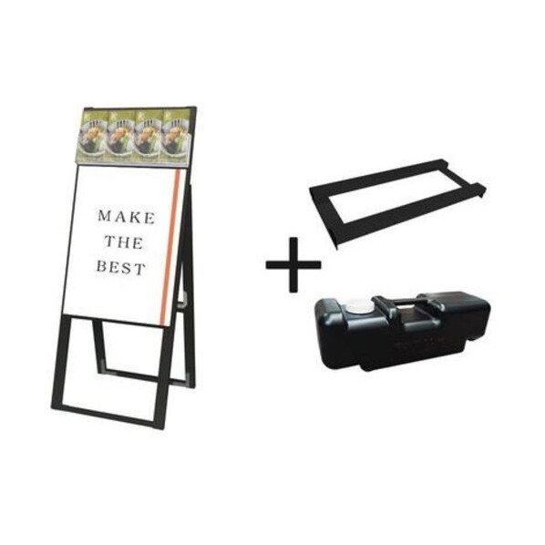 ※法人専用品※常磐精工 ブラックパンフレットケーススタンド看板 Dタイプ A2片面 ウエイトアーム･水タンクセット BPCSKDA2K3SET
