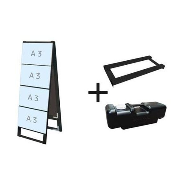 ※法人専用品※不易流行精工 ブラックカードケーススタンド張り出し A3横8両面 加重値手･水貯蔵タンク仕掛ける BCCSKA3Y8R3SET