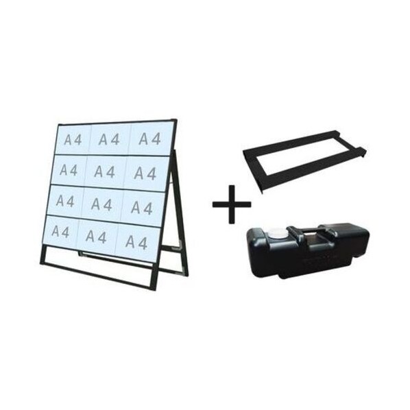 ※法人専用品※不易流行精工 ブラックカードケーススタンド貼り出し A4横12片面 掛け目手･水貯蔵タンク仕掛ける BCCSKA4Y12K3SET