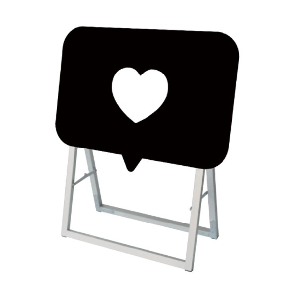 ※法人専用品※ ポップルスタンド看板シルエット 60×45片面ブラック いいね形(ハート) PPSKSL60X45KIIN 1点