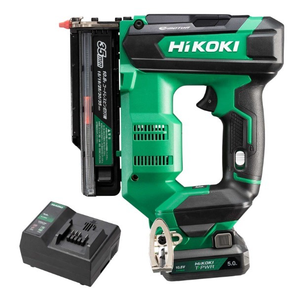 HiKOKI(ハイコーキ) 10.8V 充電式 ピン釘打機 電池1個･充電器･ケース付 セット 長さ15?35mm アグレッシブグリーン NP1235DA (JS) 1個