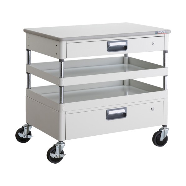 トラスコ フェニックスワゴン 750X500XH740 引出 天板付 W色 PEW-772VZT-W 1