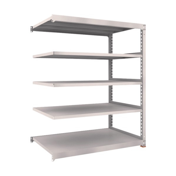 スチールラック M5型中量棚 1500×921×H1800 5段 連結 免震樹脂ベース付 ネオグレー ネオグレー M5-6595BSFC NG