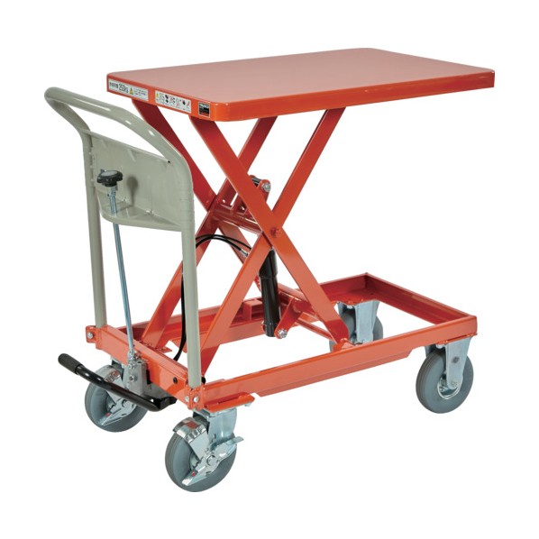 ハンドリフタ 均等荷重250kg 500X800 オレンジ Φ175ノーパンクタイヤ仕様 オレンジ HLFA-S250-OR 1台 74,258円