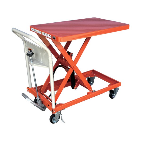※法人専用品※トラスコ(TRUSCO) ハンドリフタ 250kg 500X800 オレンジ 導電キャスター仕様 オレンジ HLFA-S250E 1台｜DIY FACTORY ONLINE SHOP
