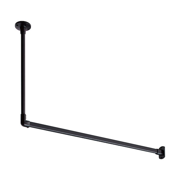 ※法人専用品※トーソー 【ランドリーバー】ハンギングバーH-1 〔天井付けLタイプ〕 幅900mm&times;高さ250mm ブラック 2セット｜DIY FACTORY ONLINE SHOP
