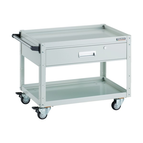 トラスコ 鷲手押し車 750X500 引出付 ウレタン4輪自在 白いこと EGW-672VUJ-W 1点