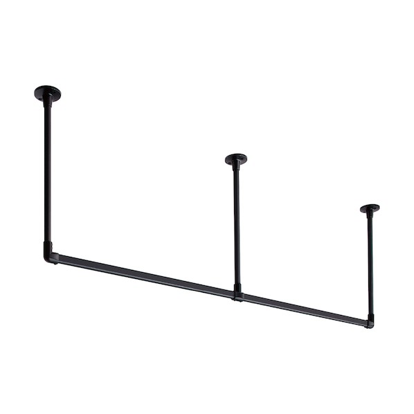 トーソー 【ランドリーバー】ハンギングバーH-1 〔天井付けCタイプ〕 幅2780mm×高さ250mm ブラック 1セット