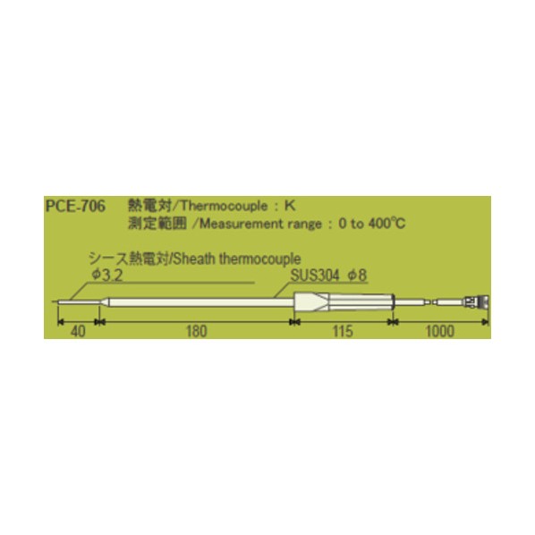 持ちはこぶ形デジタル温湿度命令すること計 検出器 PCE-706 熱電対K 14-3512-44