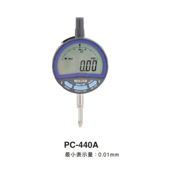 テクロック デジタルインジケータ(最小表示量0.01mm 測定子先端形状球面R＝1.5mm超硬合金) 160g PC-440A 1台｜DIY FACTORY ONLINE SHOP
