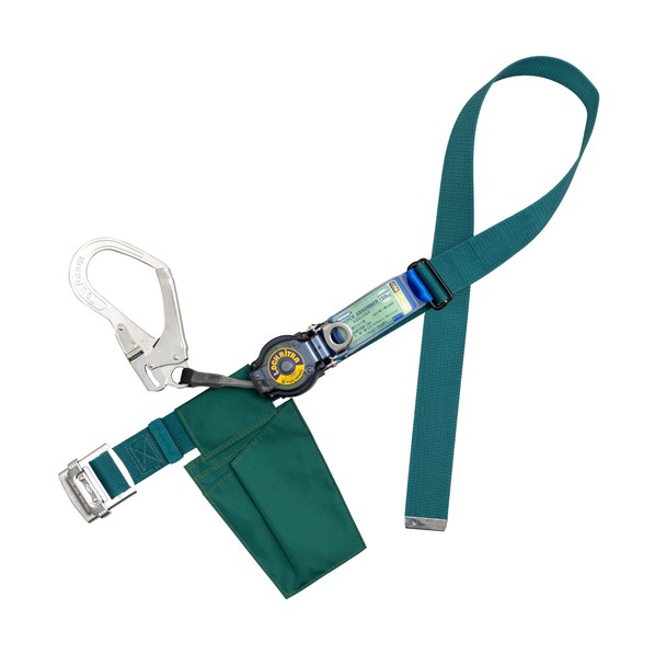 胴ベルト型墜落制止用器具（巻取タイプ）ロック機構付き ロックリトラ 青緑 LLサイズ 幅50MM×長さ1600MM 130KG対応型 TB-LRN-599-BG-LL(130KG)-BX 1本