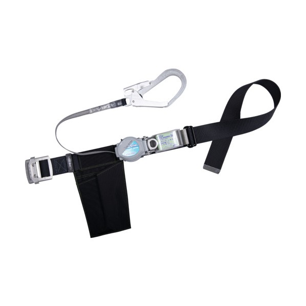 胴ベルト型墜落制止用器具（巻取タイプ）ロック機構付き 2WAYリトライト 黒 Sサイズ 幅50MM&times;長さ1100MM TB-TRL-593-BLK-S-BX 1本｜DIY FACTORY ONLINE SHOP