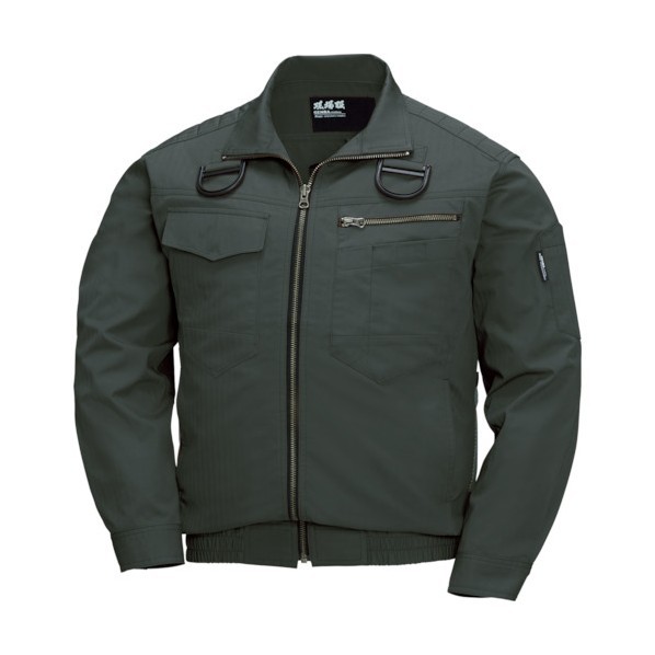 ジーベック 綿薄手現場服ヘリンボンフルハーネス仕様空調服 ハーネス対応タイプ L アーミーグリーン XE98102-62-L 1点