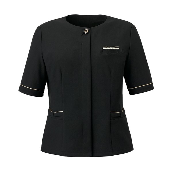 事務服 オーバーブラウス 半袖 レディース 制服 ブラック 17 17 ブラック GOBL-2506-B9-17