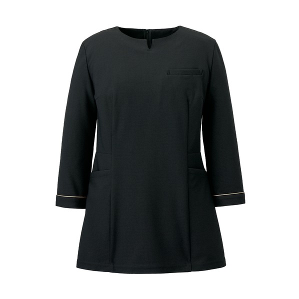 チュニック レディース 七分袖 事務服 ユニフォーム ブラック 4L 4L ブラック GCSL-2508-B9-4L|DIY FACTORY ONLINE SHOP