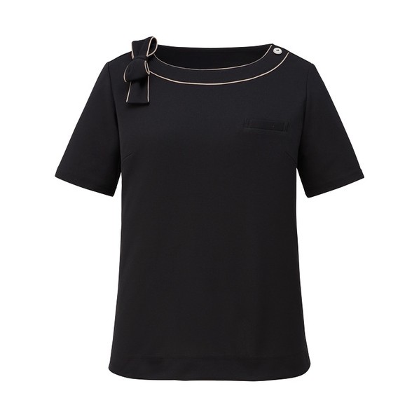 カットソー 半袖 レディース Uネック 事務服 ブラック M M ブラック GCSL-1907-B9-M