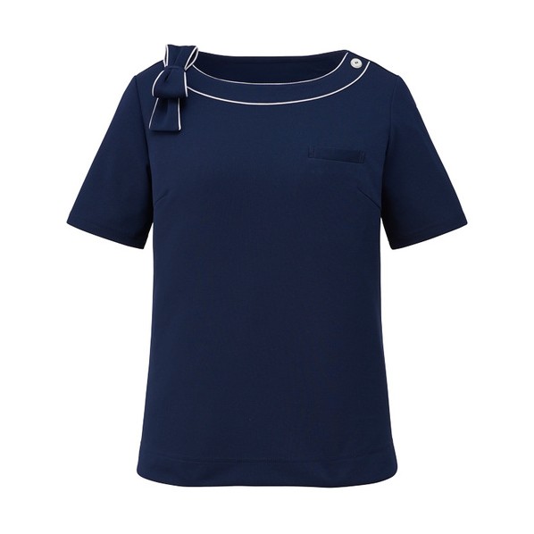 カットソー 半袖 レディース Uネック 事務服 ネイビー L L ネイビー GCSL-1907-K3-L
