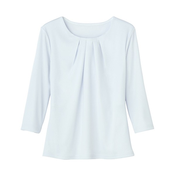 カットソー 七分袖 レディース Uネック 事務服 サックス M M サックス GCSL-1970-K1-M