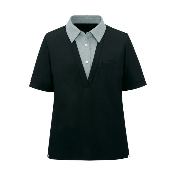 ポロシャツ 半袖 黒 レディース 事務服 ブラック 5L 5L 黒 GCSL-2304-B9-5L