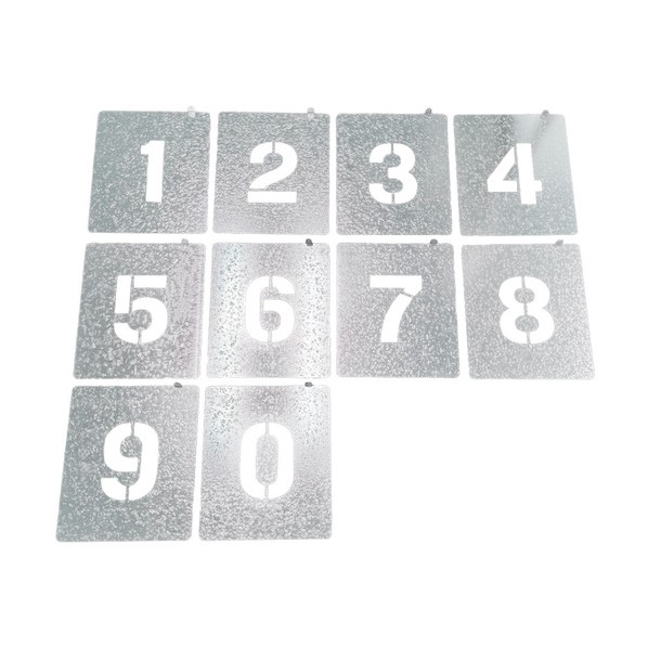 吹付けプレート（数字0～9）持ち手付き 文字高さ150mm 1組（10枚入） J2627 1組