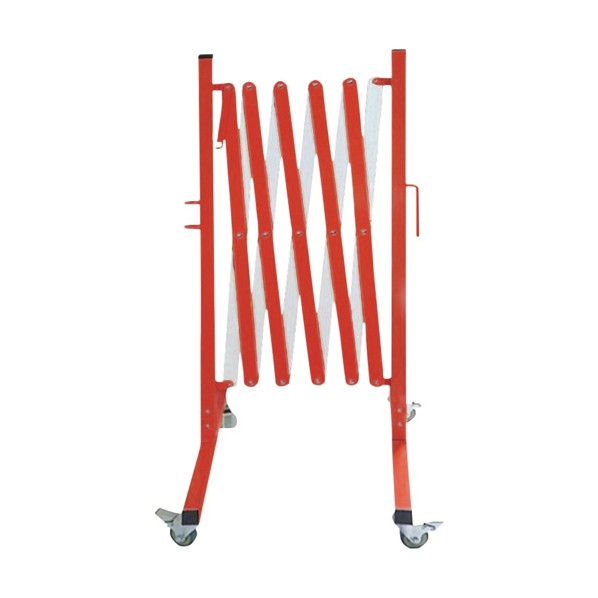 可動式メタルバリケード 赤白 高102cmx全長2．5m 収納時25cm 赤白 J2635-RW