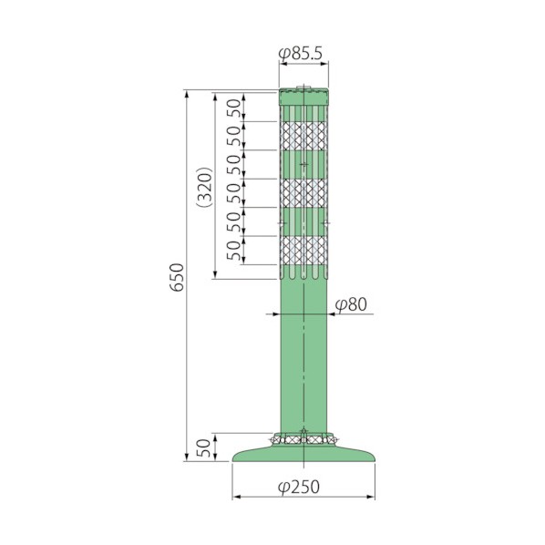 グリーンクロス 車線分離標腰みの付防塵PATK-65-250-M 6300029581 1本