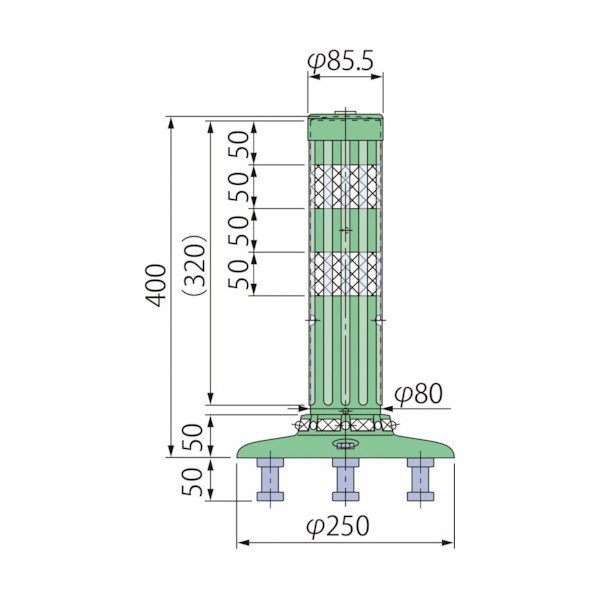 グリーンクロス 車線分離標腰みの付防塵PBTK-40-250-M 6300029583 1本