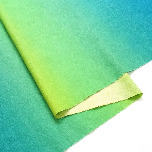 日本紐釦売り買い ハワイアン グラデーション刷り上げる出どころ シーチング 巾約110cm×8m切売はね除ける 黄色×青味 DD11216-301-8M 8m