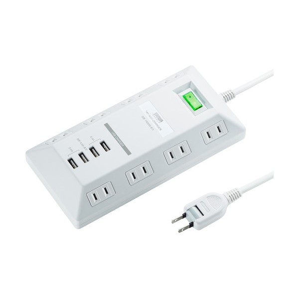 サンワサプライ USB充電ポート付きタップ 平型 TAP-B109U-3WN 1セット