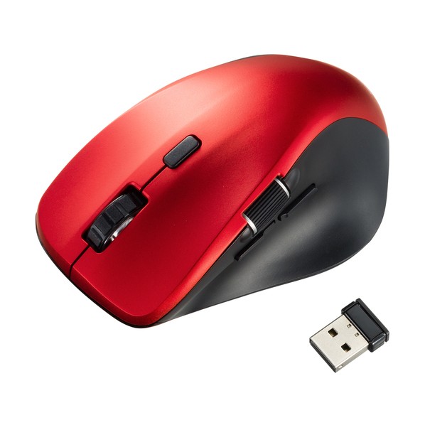 サンワサプライ 静音ワイヤレスマウス（サイドホイール付き･5ボタン）レッド MA-WBS524R 1個