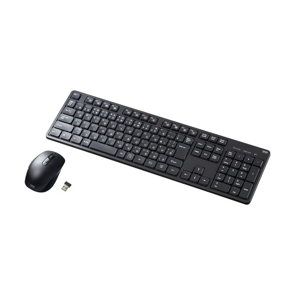 サンワサプライ ワイヤレス静音キーボードマウスセット 109キー SKB-WL37SETBK 1セット