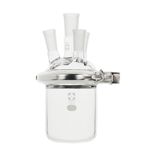 セパラブルフラスコ 円筒形 Oリングタイプ 500mL 4口 85mmカバーセット 500 005800-20500