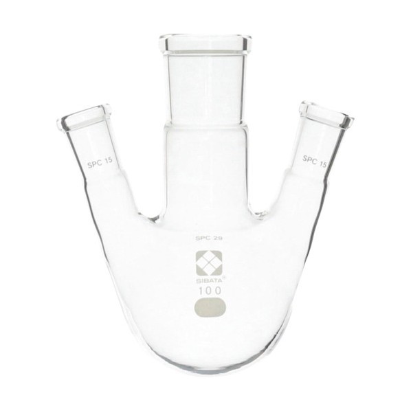 柴田科学の科目 SPC三口丸底瓶 100mL 030170-15100 1個