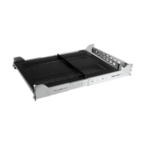 サーバーラック棚板/2U/放熱スリット付/耐荷重22.7kg/スライド式/取付奥行704～802mm/配線アーム付き UNISLDSHF192 1個