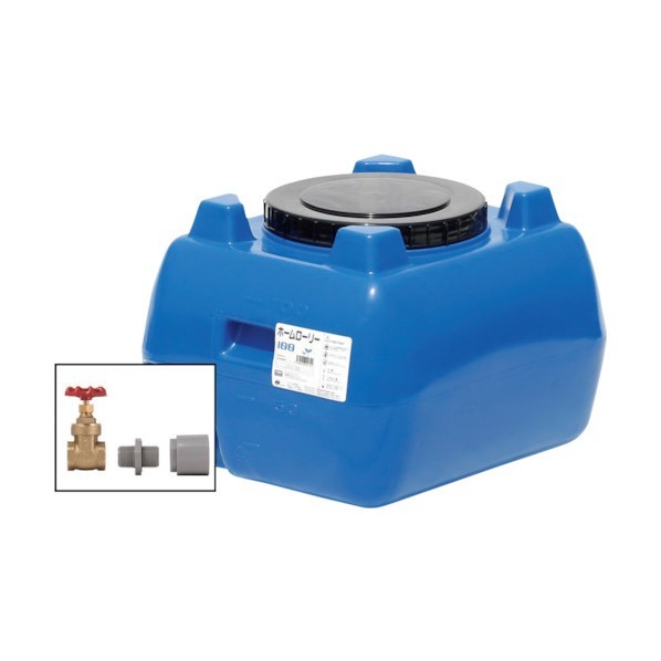 ※法人専用品※スイコー ホームローリータンク100(フタ含む)ドレンバルブセット(25A)付 ブルー HLT-100(B)+VALVE-SET25A 1点