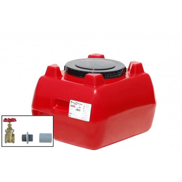 ※法人専用品※スイコー ホームローリータンク100(フタ含む)ドレンバルブセット(40A)付 レッド HLT-100(R)+VALVE-SET40A 1点