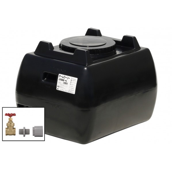 ※法人専用品※スイコー ホームローリータンク200(フタ含む)ドレンバルブセット(25A)付 ブラック HLT-200(BK)+VALVE-SET25A 1点