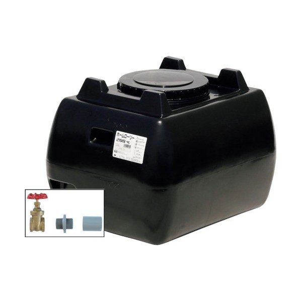 ※法人専用品※スイコー ホームローリータンク200(フタ含む)ドレンバルブセット(40A)付 黒いこと HLT-200(BK)+VALVE-SET40A 1点