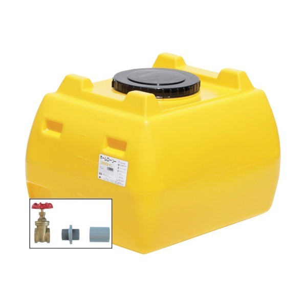※法人専用品※スイコー ホームローリータンク300(フタ含む)ドレンバルブセット(40A)付 レモン HLT-300+VALVE-SET40A 1点