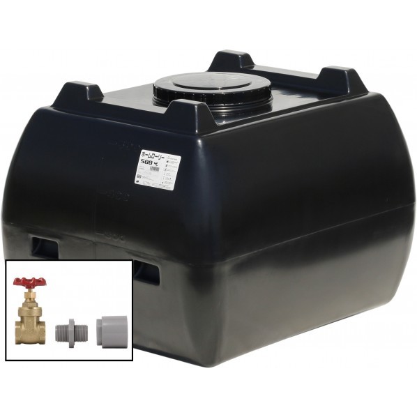 ※法人専用品※スイコー ホームローリータンク500(フタ含む)ドレンバルブセット(25A)付 黒いこと HLT-500(BK)+VALVE-SET25A 1点