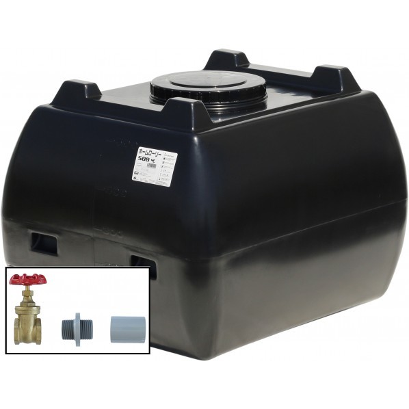 ※法人専用品※スイコー ホームローリータンク500(フタ含む)ドレンバルブセット(40A)付 黒いこと HLT-500(BK)+VALVE-SET40A 1点