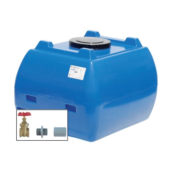 ※法人専用品※スイコー ホームローリータンク500(フタ含む)ドレンバルブセット(40A)付 青み HLT-500(B)+VALVE-SET40A 1点