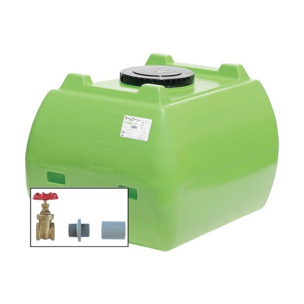 ※法人専用品※スイコー ホームローリータンク500(フタ含む)ドレンバルブセット(40A)付 緑であること HLT-500(GN)+VALVE-SET40A 1点